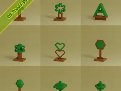Low Poly Collection - 25 trees pack 9 Low-poly 3D model