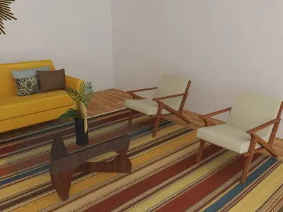 Mid-century Modern Living Room 3D model