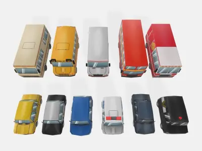 Full Car Pack Low-poly 3D model