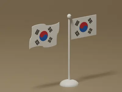 Cartoon Korean Flag 3D model