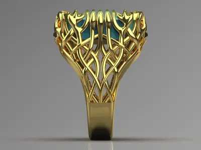 Luxury yellow gold ring with turquoise model gr0086 3D print model