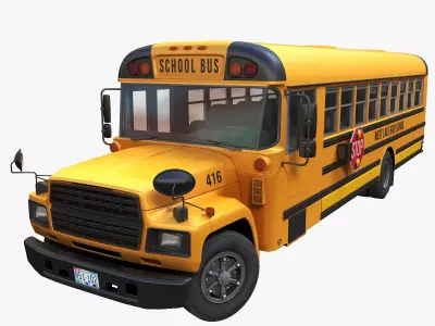 American generic school mid bus Low-poly 3D model