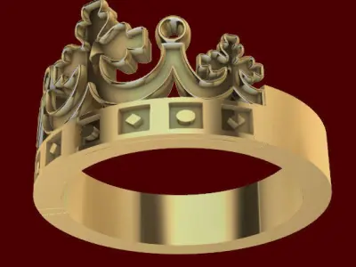 Crown Ring Design Gold 3D print model