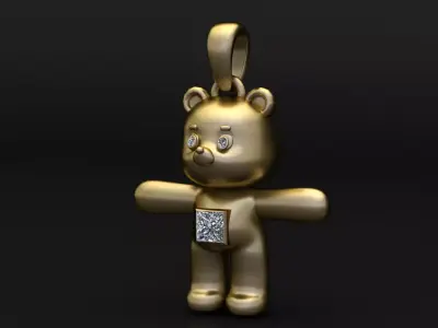 Diamond Teddy Bear Pendant 3D print model