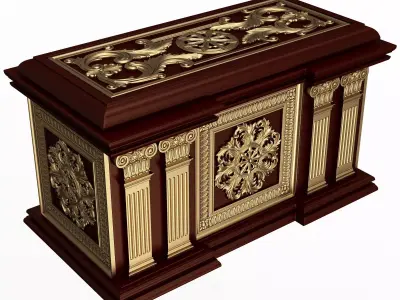 Chest 03 Red Low-poly 3D model