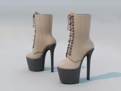 Platform High Heel Shoes For Pole Dancer 3D model