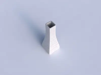Vase squeezed rectangle with distorted grid plates 3D print model