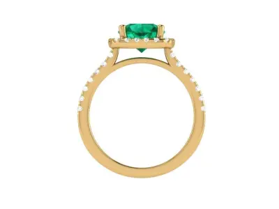 Ringwithhalo emerald and diamond ring 3D print model