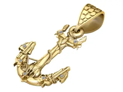 ANCHOR WITH ROPE PENDANT 3D PRINTABLE MODEL  3D print model