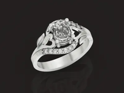 beautiful ring with hearts and stones 3D print model