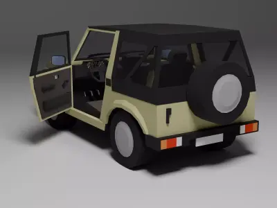 Low Poly 1980s Off-Road SUV 3D Model Car14 Low-poly 3D model