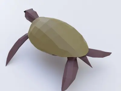 Turtle 3d model origami Low-poly 3D model