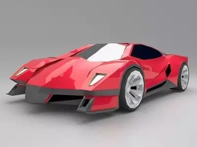 Lowpoly futuristic sportscar concept Low-poly 3D model