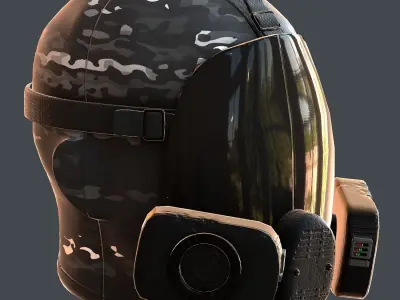 Gas mask helmet 3d model scifi Low-poly  Low-poly 3D model