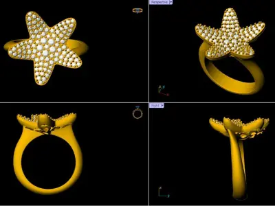Starfish Ring 3D - 0015 3D print model