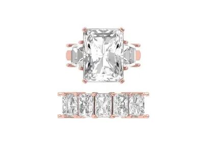 Radiant 3 Stone Bridal set 3D print model