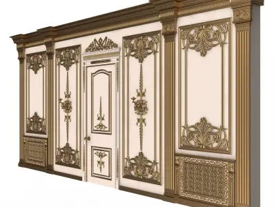 Boiserie Classic Wall with Mouldings 09 White Low-poly 3D model