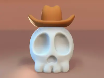 Skull with Hat -  Halloween 3D print model