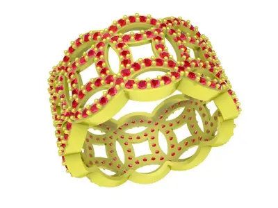 Luxury Interlocking Diamond Band Ring 3D Model 4072 3D print model