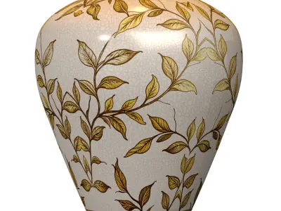 Leaves Brown Chinese Gold Nightstand European Table Lamp 3D model