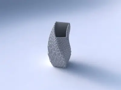 Vase twisted bent quadratic with wavy grid piramides 3D print model