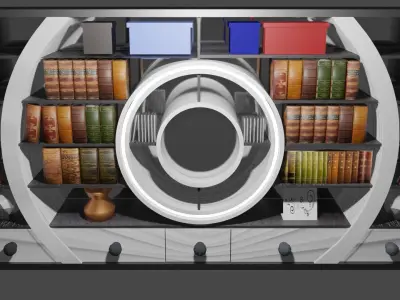 BOOKCASE room with bookshelves and mirror Free 3D model