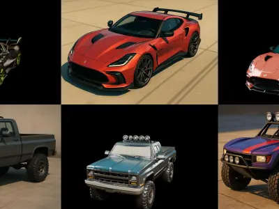 Sport Car bundle 14 pack 100 glb 3D model