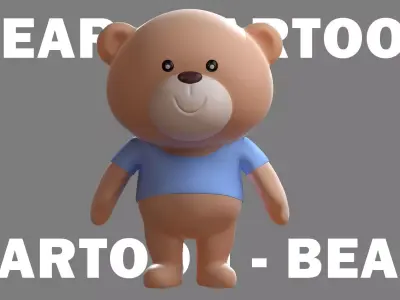 Cartoon Bear - high poly 3D model