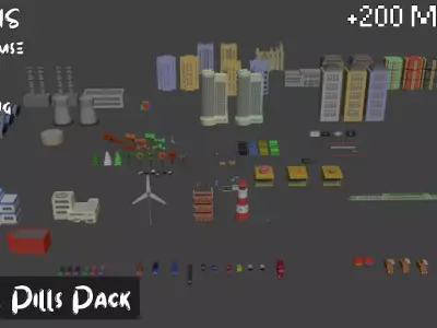 City Lowpoly Pack WhitePillsPack 3D model