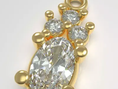 Pendant with oval gem 3D print model