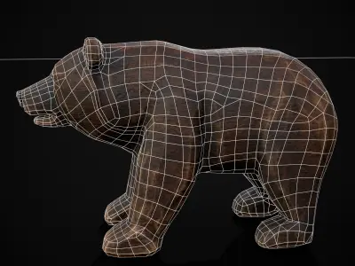 Wooden Toy Bear Low-poly 3D model
