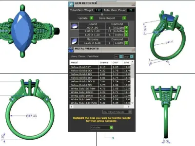 Engagement ring Tina marquise 3D print model