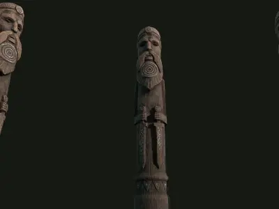 Totem wood 3 pbr 4k  Low-poly 3D model