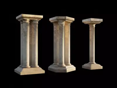 Set of 3 Colossal Columns Kit set 3D model