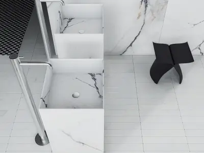 Bathroom 2 PBR modern with walls and marble floors 3D model