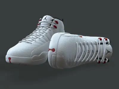 PBR Air Jordan 12-retro sneakers Twist colorway Low-poly 3D model