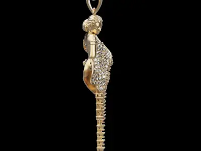 Woman pendant silver gold jewelry printable 3D model 3D print model