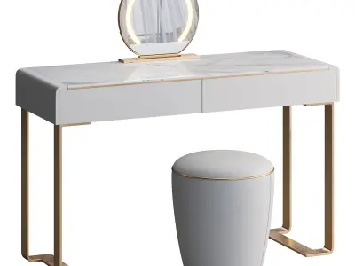  Beige and Gold solid wood Vanity set 3D model