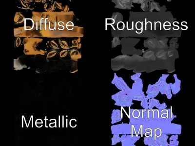 Laurel Leaf Ring Model Pack Low-poly 3D model