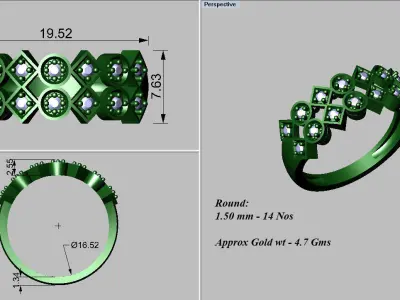 light weight gold diamond rings-C111116SKCH2026050-wt-0-5 3D print model