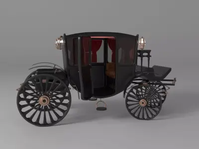 Vintage Luxury Carriage Low-poly 3D model