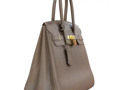 Hermes Birkin Bag Gray Leather Low-poly 3D model