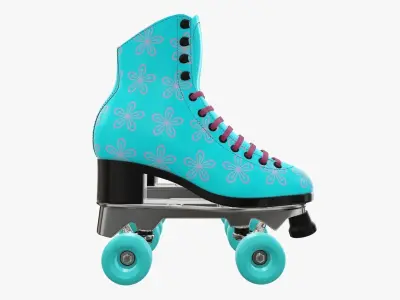Quad roller skates with boots 3D model