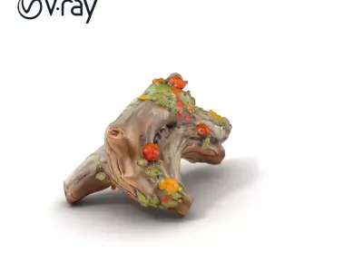 Driftwood Lichen Textured Bark model pack Texture