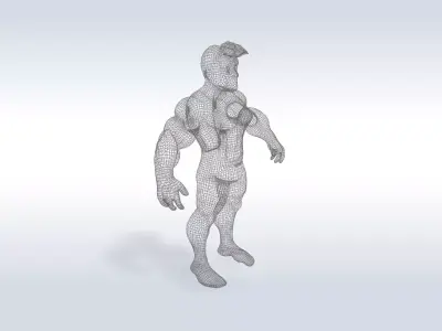 3D Cartoon character t pose muscle strong man sport gym 3D model