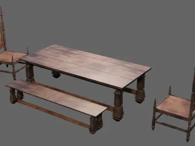 PBR WOOD FURNITURES - Collection 02  - 4K Textures Game Ready Low-poly 3D model