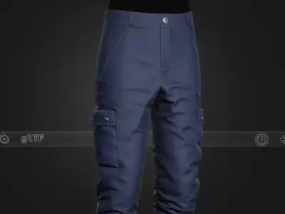 Blue Snowboard Pants Style 1 Low-poly 3D model