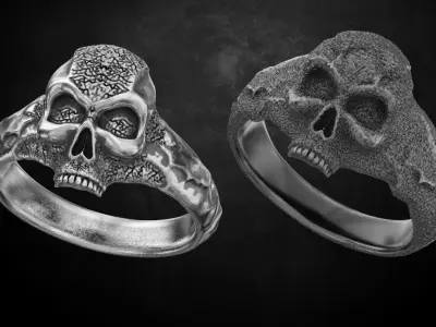 Ring with a skull two kinds of stylish decoration 169 3D print model