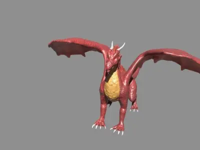 Cartoony red dragon 3D model