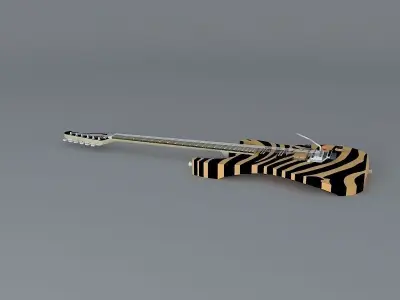 Tiger striped guitar Free 3D model
